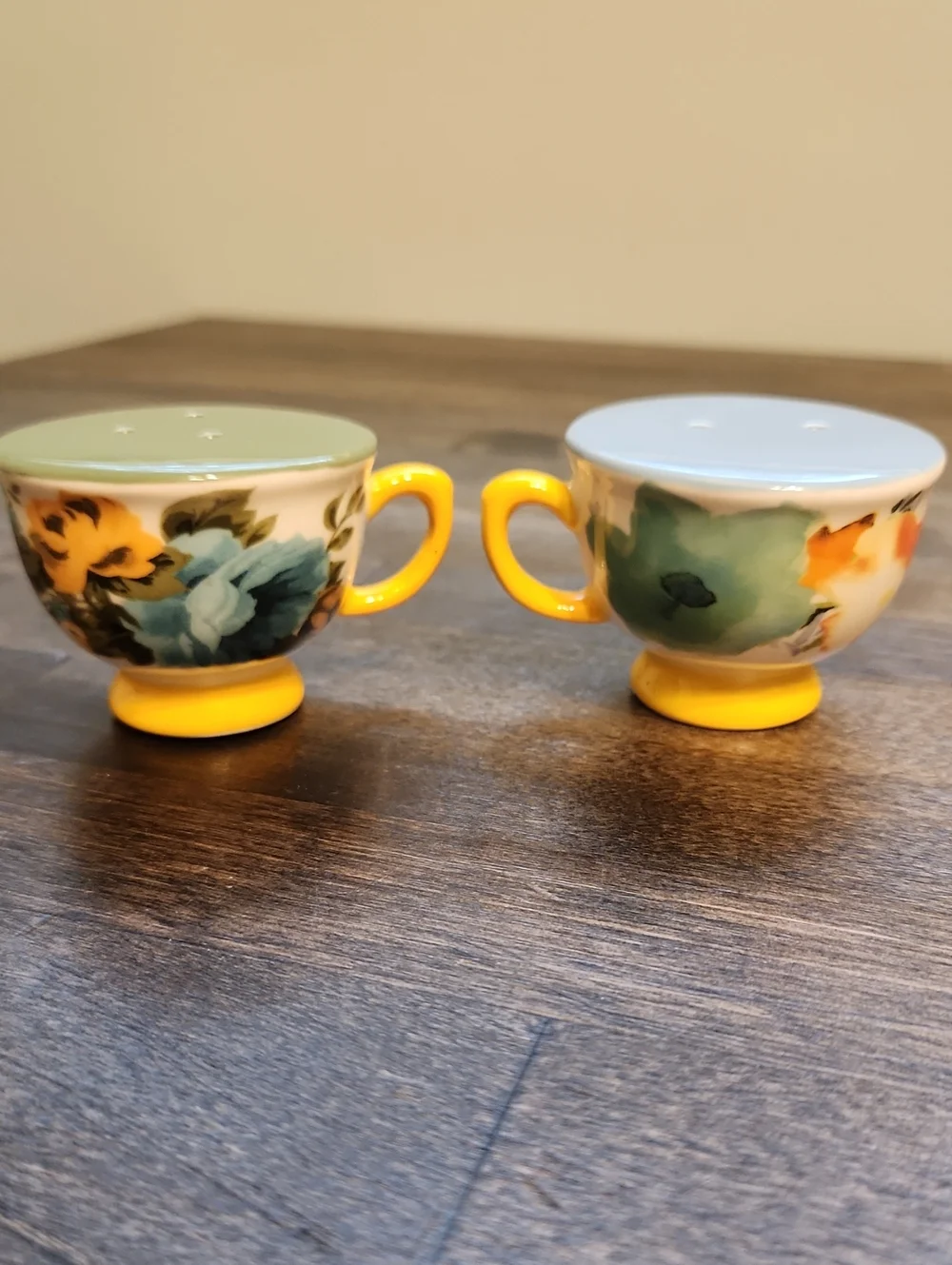 Pioneer Woman Rose Shadow Teacup Salt and Pepper Shakers